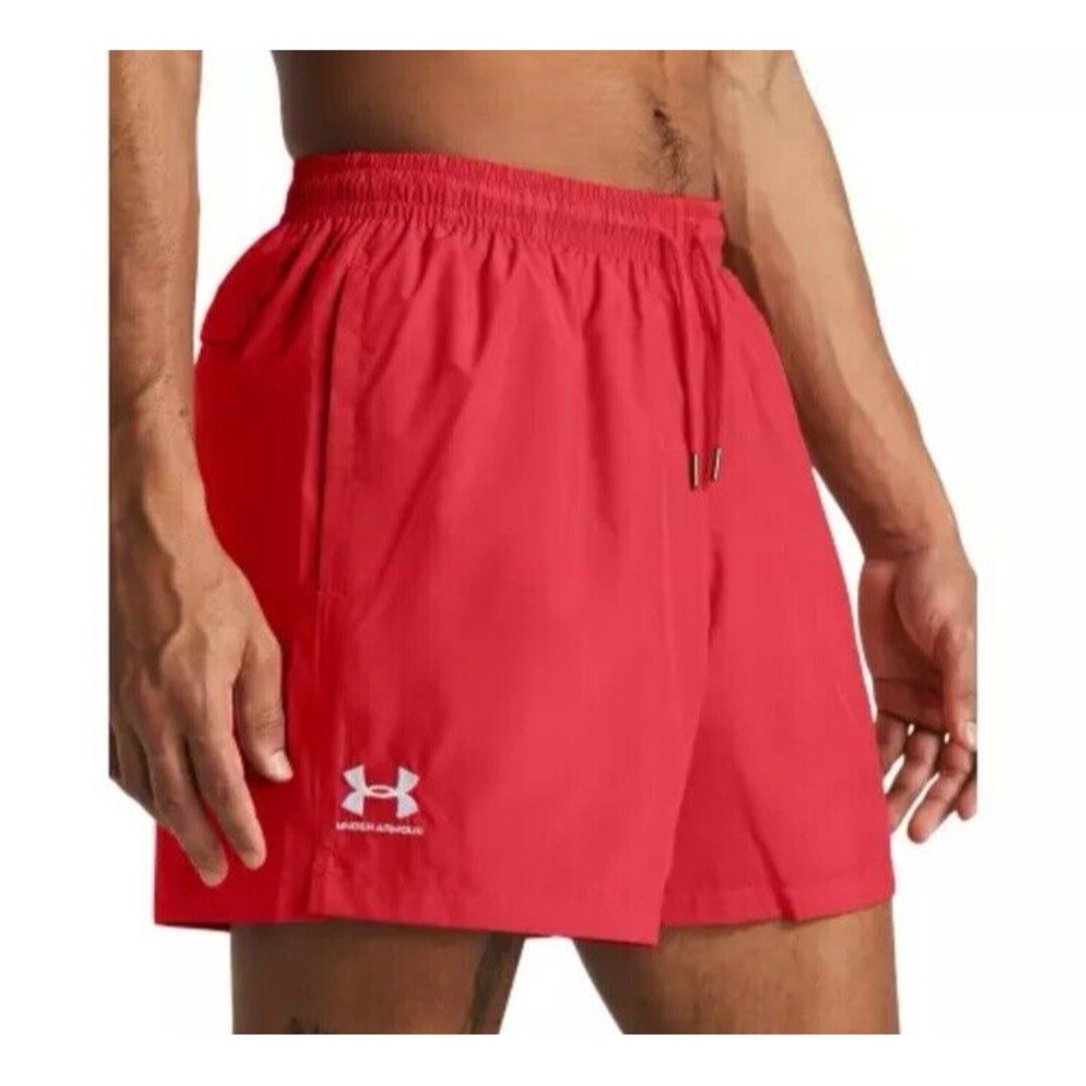 Under Armour Mens Woven Volley Shorts Red Sz 2XL Pockets Lined NEW